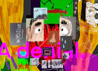 a piece of art with the word adeil on it